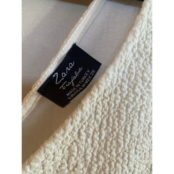 ZARA Textured Cream Fit & Flare Dress Sz.M - Picture 3 of 4